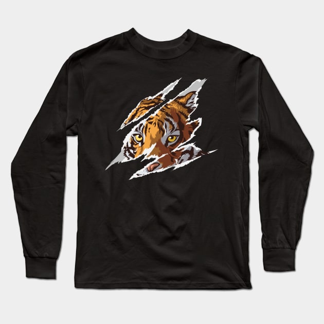 tiger face Long Sleeve T-Shirt by katanya78